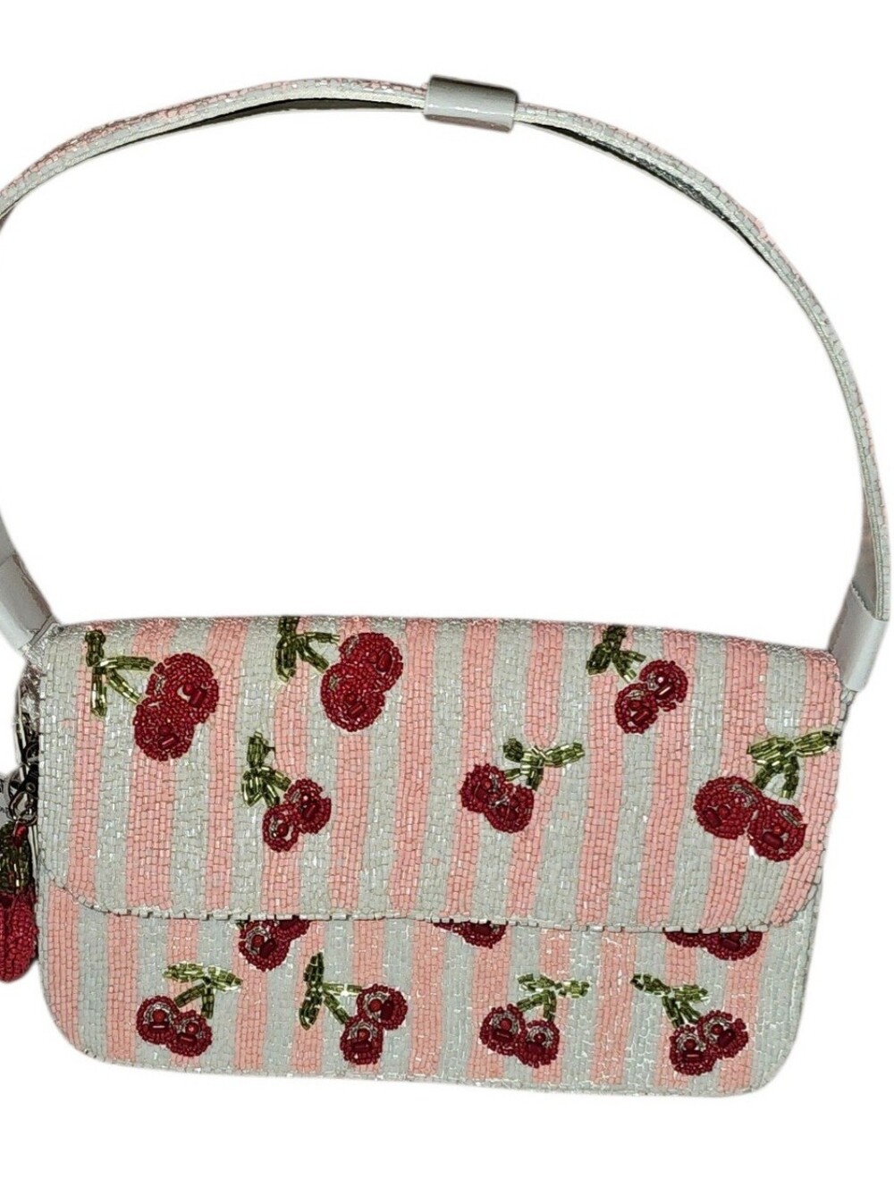 NWT Cherry Beaded Purse with cherry keychain made in India